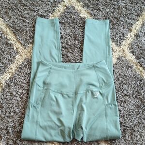 Gymshark Mint Green Leggings With Cell Phone Side Pocket